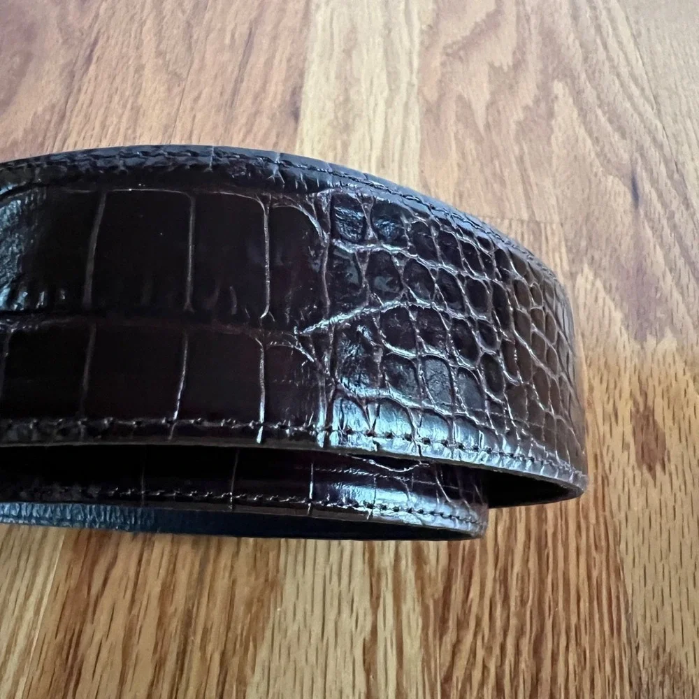 Connie Bates Farenheit Brown Leather Belt Semi Precious Stones 28